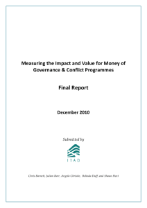 Measuring the Impact and Value for Money of Governance