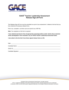 GACE Teacher Leadership Assessment Release Sign-off Form