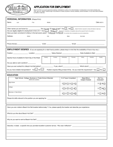 PERSONAL INFORMATION (Please Print) EDUCATION 1 2 3 4