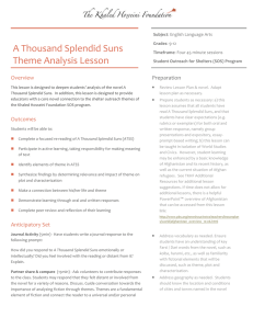 A Thousand Splendid Suns Theme Analysis Lesson