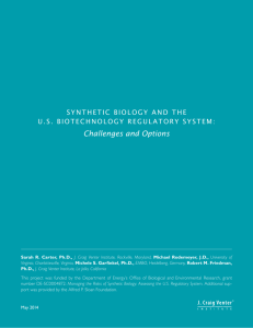 Synthetic Biology and the U.S. Biotechnology Regulatory System
