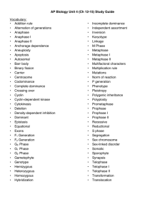 AP Biology Unit 4 (Ch 12-15) Study Guide Vocabulary: · Addition