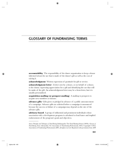 glossary of fundraising terms