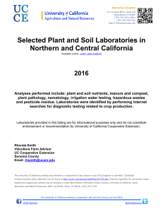 Selected Plant and Soil Laboratories.