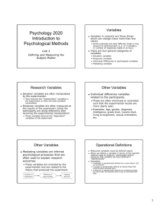 Psychology 2020 Introduction to Psychological Methods