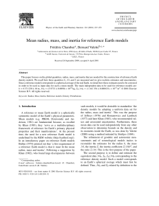 Mean radius, mass, and inertia for reference Earth models