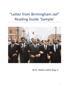 “Letter from Birmingham Jail” Reading Guide 'Sample'