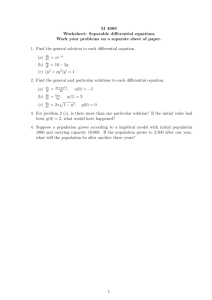 M 408S Worksheet: Separable differential equations Work your