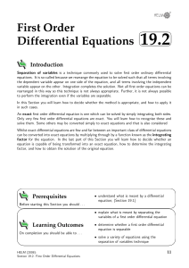 First Order Differential Equations