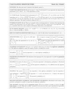 CALCULATING EIGENVECTORS Math 21b, O.Knill