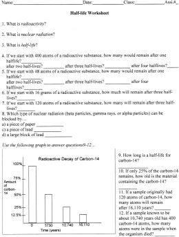 halflife worksheet  Hamilton Local Schools