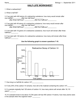 Chemistry Name HalfLife Calculations Period _____ Half