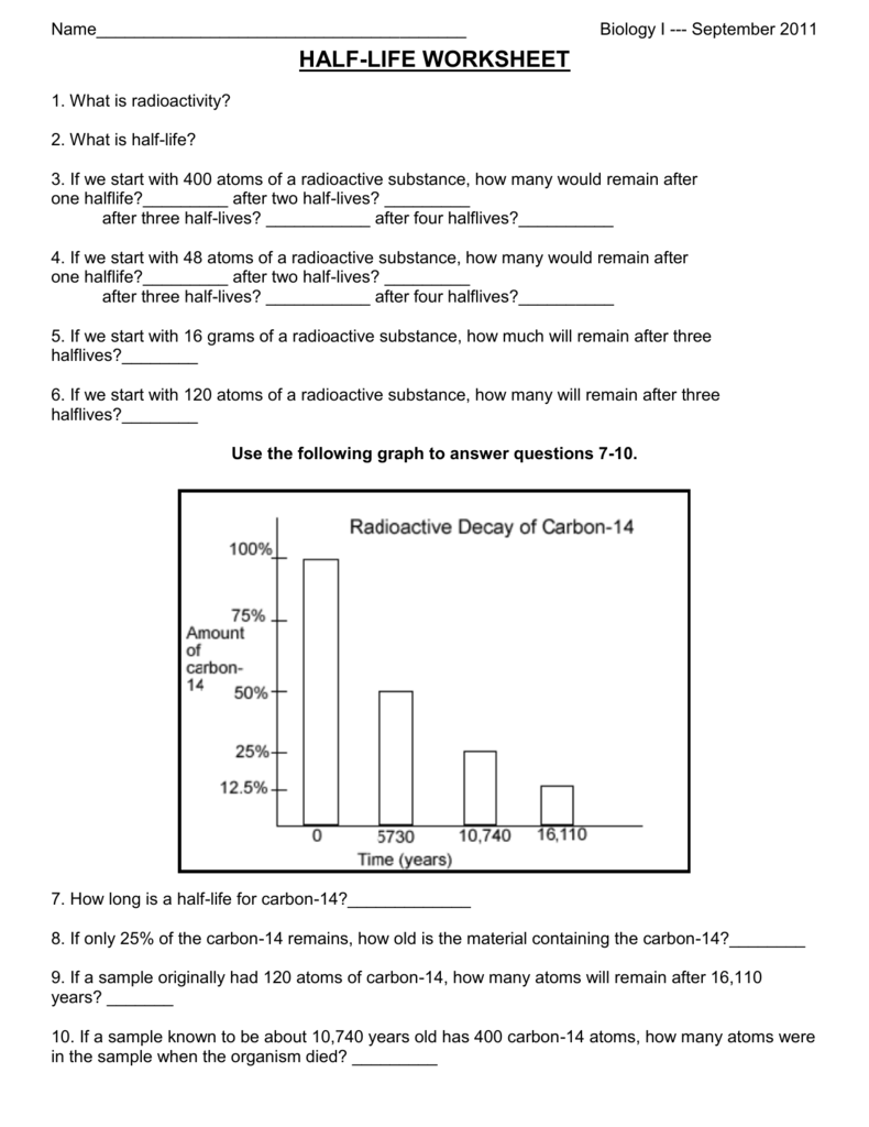 34 Half Life Of Radioactive Isotopes Worksheet Answers Free Worksheet 