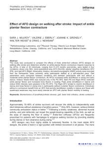 Effect of AFO design on walking after stroke: Impact of ankle plantar