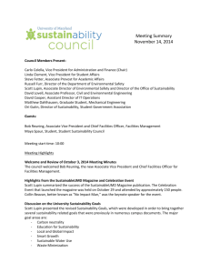 Nov 14 2014 Univ Sustain Council Mtg Summary