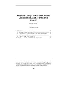Allegheny College Revisited: Cardozo