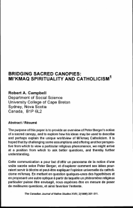 Bridging Sacred Canopies: Mi'kmaq Spirituality and Catholicism.