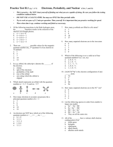 Practice Test H.1 (pg 1 of 6) Electrons, Periodicity