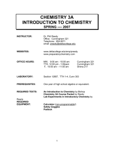 CHEMISTRY 3A INTRODUCTION TO CHEMISTRY