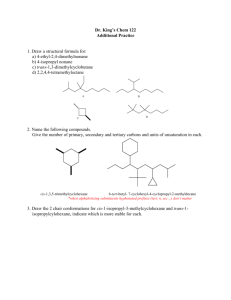Dr. King's Chem 122 Additional Practice 1. Draw a structural formula