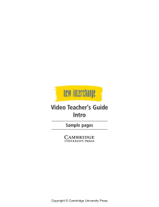 Video Teacher's Guide - Cambridge University Press