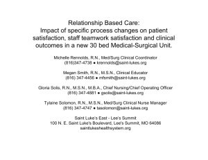 Relationship Based Care: Impact of specific process changes on