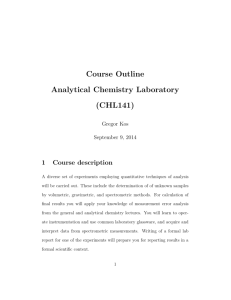 CHL 141 Analytical Chemistry Laboratory