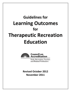 Learning Outcomes Therapeutic Recreation Education