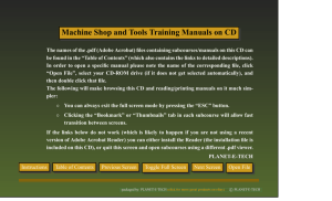 Machine Shop and Tools Training Manuals on CD