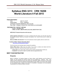 Syllabus ENG 3213 CRN 18208 World Literature II Fall 2015