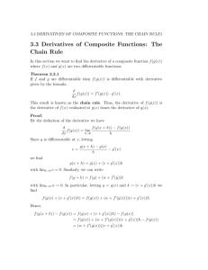 3.3 Derivatives of Composite Functions: The Chain Rule