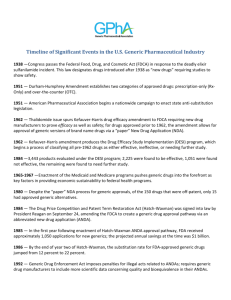 Timeline of Significant Events in the U.S. Generic Pharmaceutical