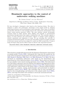 Biomimetic approaches to the control of underwater walking machines