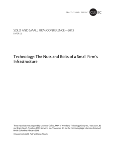 Technology: The Nuts and Bolts of a Small Firm's Infrastructure