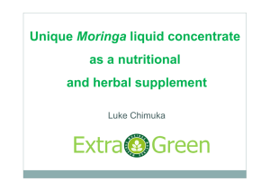 Unique Moringaliquid concentrate as a nutritional and
