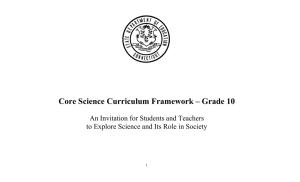Core Science Curriculum Framework – Grade 10