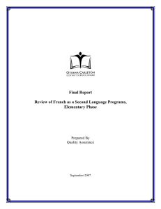 Final Report Review of French as a Second Language