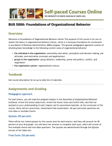 BUS 5006: Foundations of Organizational Behavior