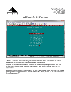 W2 Module for 2012 Tax Year