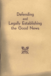 Defending And Legally Establishing The Good News (1950) [ file]
