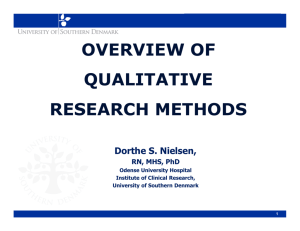 OVERVIEW OF QUALITATIVE RESEARCH METHODS