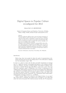 Digital Spaces in Popular Culture reconfigured for 2012