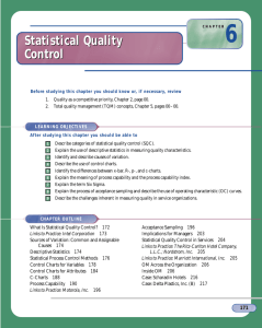 Statistical Quality Control Statistical Quality Control