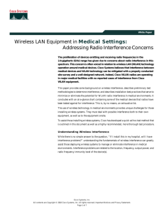 Wireless LAN Equipment in Medical Settings: Addressing Radio