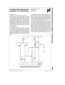 The Monolithic Operational Amplifier: A Tutorial Study