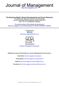 The Business Model: Recent Developments and Future Research