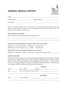 general medical history - Pope Paul VI Institute for the Study of