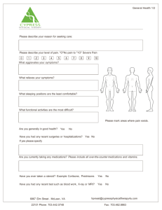General Health Form - Cypress Physical Therapy McLean, VA