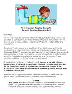 West Suburban Reading Council's Summer Read and Feed Project