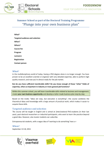 “Plunge into your own business plan”